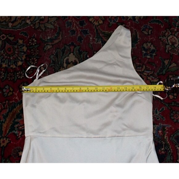 BHLDN (Anthropologie) "Dylan" One Shoulder Maxi Gown in Champagne Satin, size 12 - Picture 8 of 10